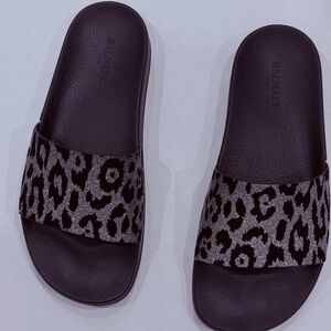 Balmain Black and Gray Leopard Sandals